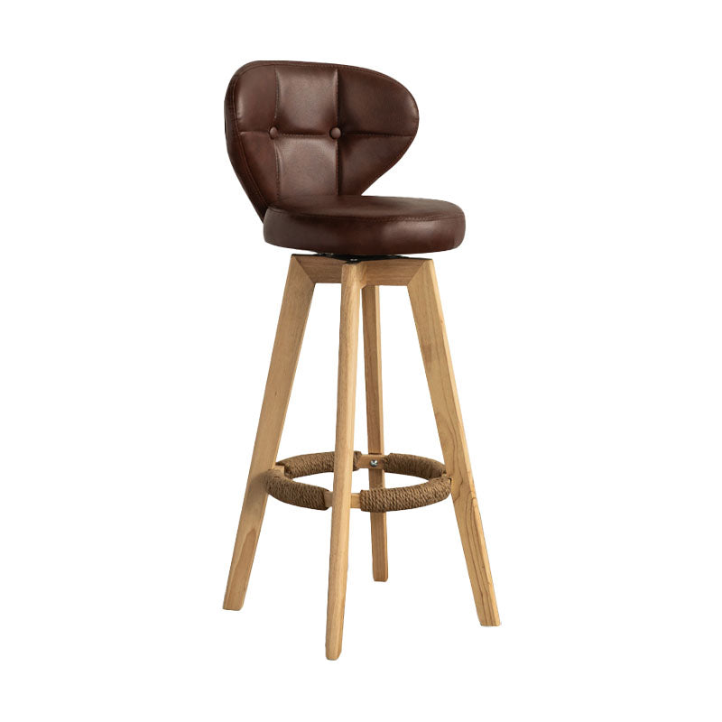 Modern Rubberwood Solid Wood Bar Stool Matte Finish Home Stool