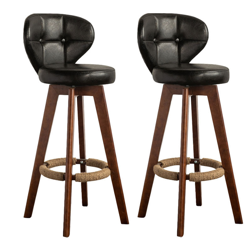 Modern Rubberwood Solid Wood Bar Stool Matte Finish Home Stool