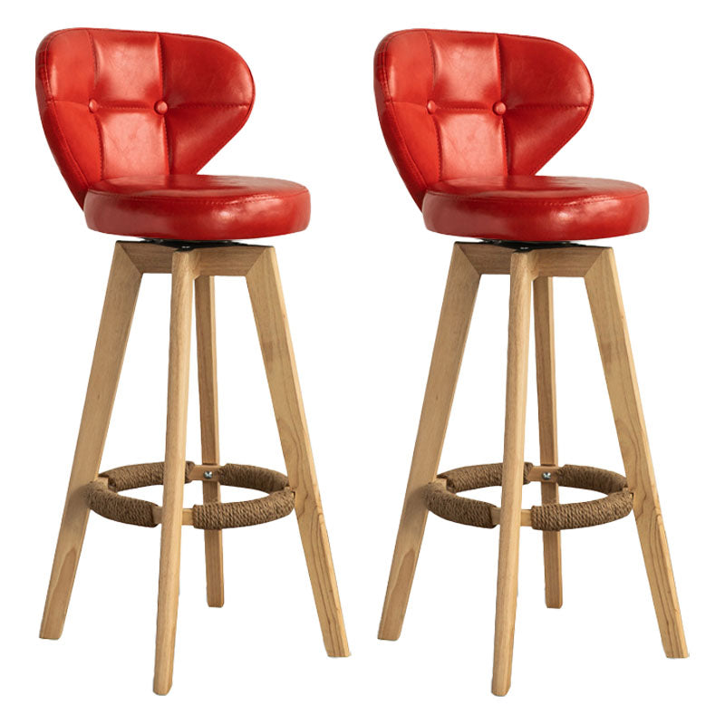 Modern Rubberwood Solid Wood Bar Stool Matte Finish Home Stool