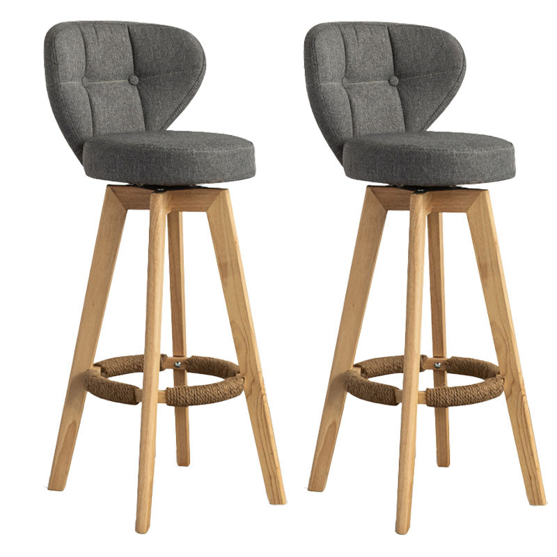 Modern Rubberwood Solid Wood Bar Stool Matte Finish Home Stool