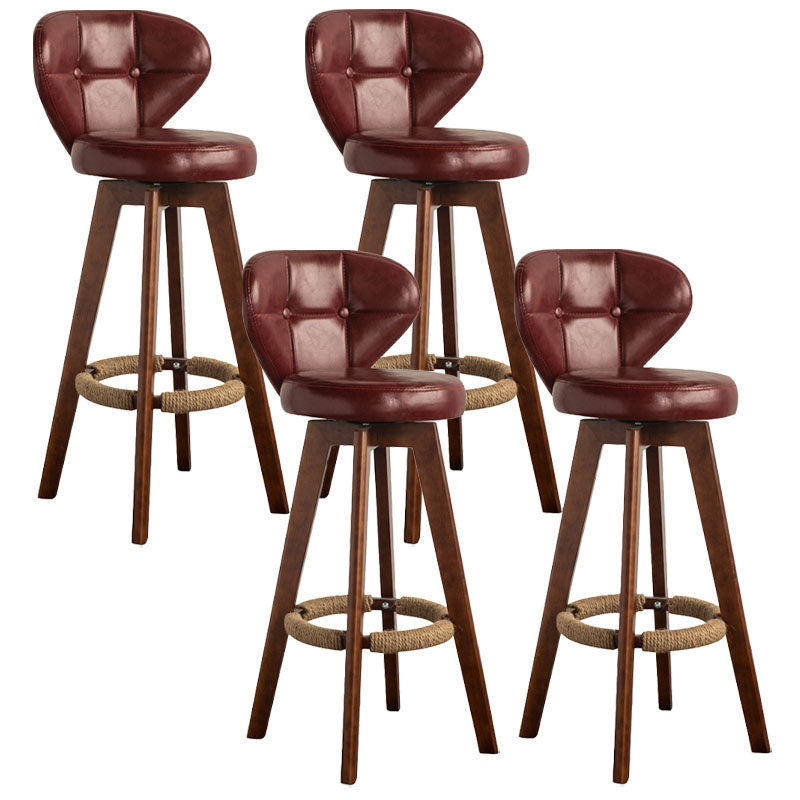 Modern Rubberwood Solid Wood Bar Stool Matte Finish Home Stool