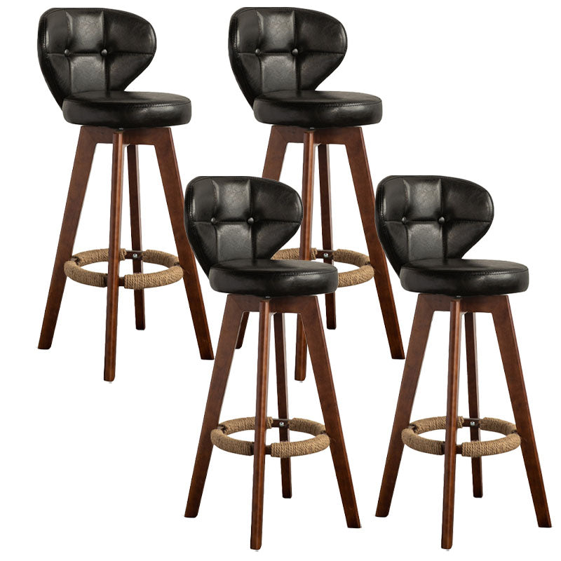 Modern Rubberwood Solid Wood Bar Stool Matte Finish Home Stool