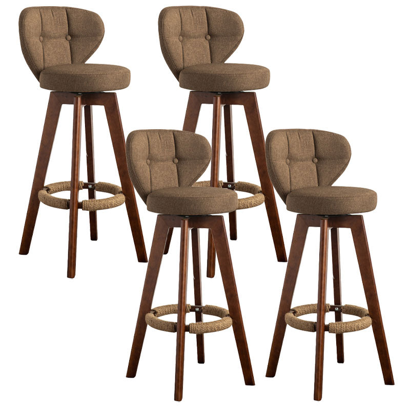 Modern Rubberwood Solid Wood Bar Stool Matte Finish Home Stool
