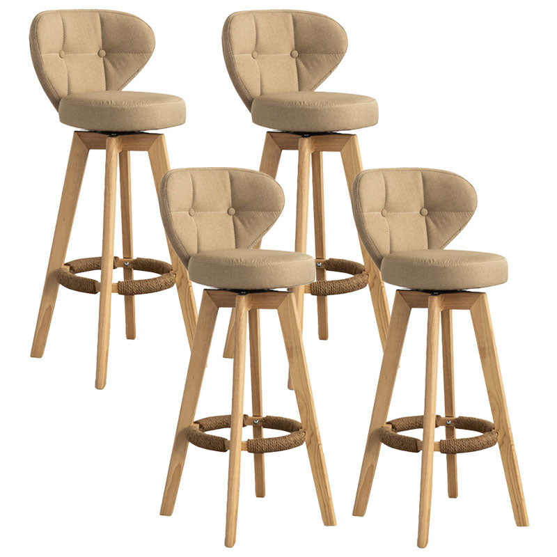Modern Rubberwood Solid Wood Bar Stool Matte Finish Home Stool