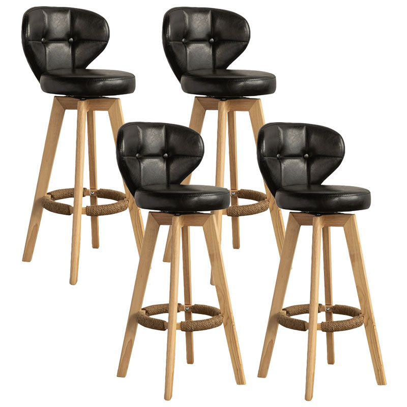 Modern Rubberwood Solid Wood Bar Stool Matte Finish Home Stool
