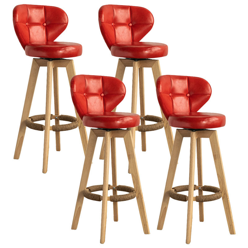 Modern Rubberwood Solid Wood Bar Stool Matte Finish Home Stool