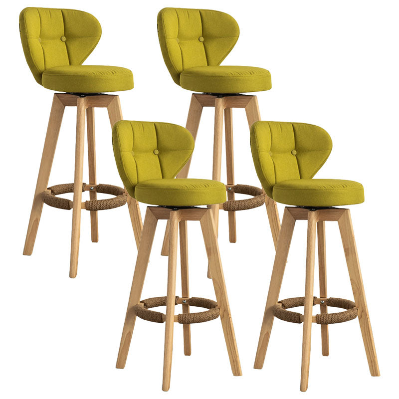 Modern Rubberwood Solid Wood Bar Stool Matte Finish Home Stool