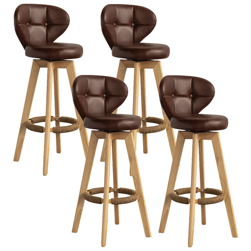 Modern Rubberwood Solid Wood Bar Stool Matte Finish Home Stool