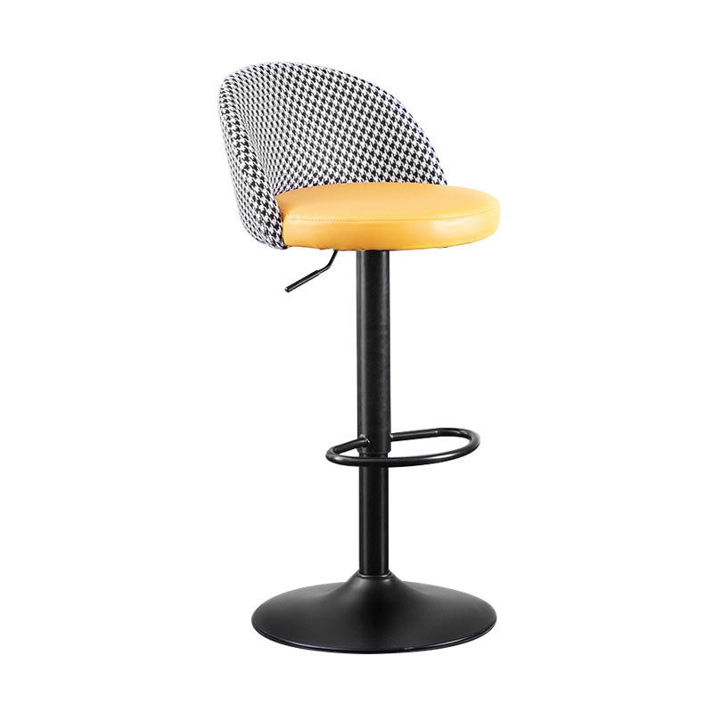 Contemporary Adjustable Height Footrest Barstool Matte Finish Upholstered Stool