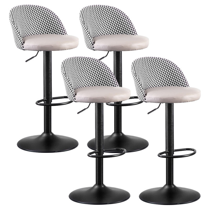Contemporary Adjustable Height Footrest Barstool Matte Finish Upholstered Stool