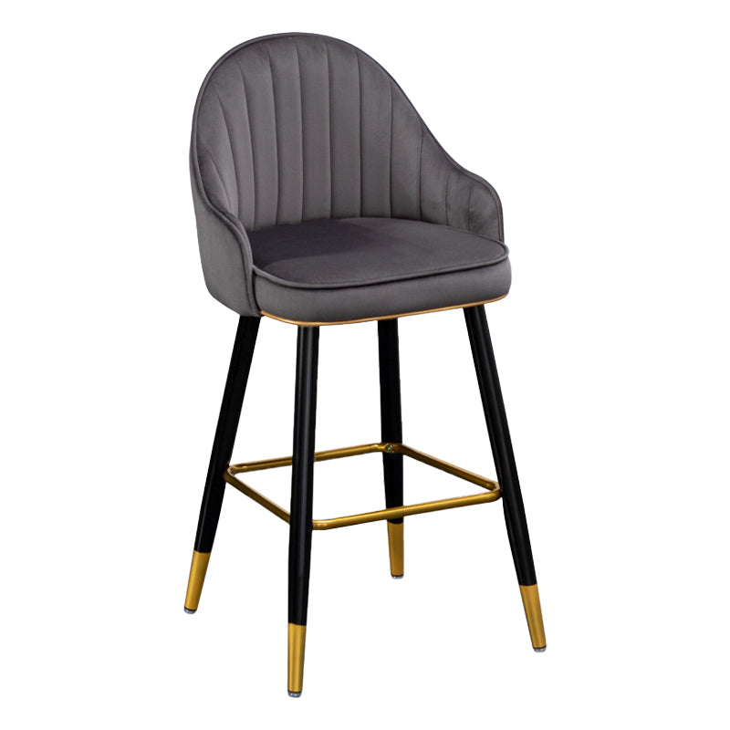 Scandinavian Restaurant Armed Stool Matte Finish Velvet Barstool