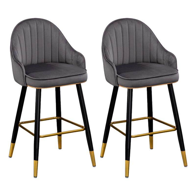 Scandinavian Restaurant Armed Stool Matte Finish Velvet Barstool