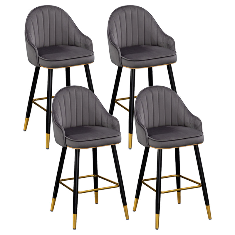 Scandinavian Restaurant Armed Stool Matte Finish Velvet Barstool