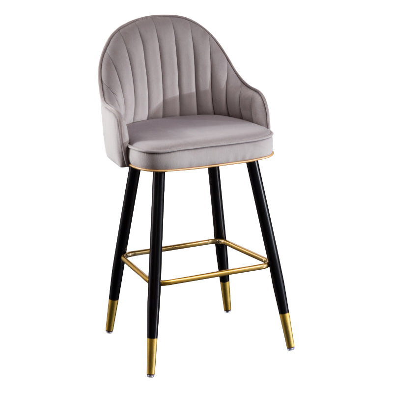 Scandinavian Restaurant Armed Stool Matte Finish Velvet Barstool