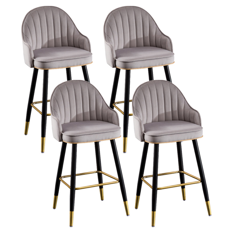 Scandinavian Restaurant Armed Stool Matte Finish Velvet Barstool