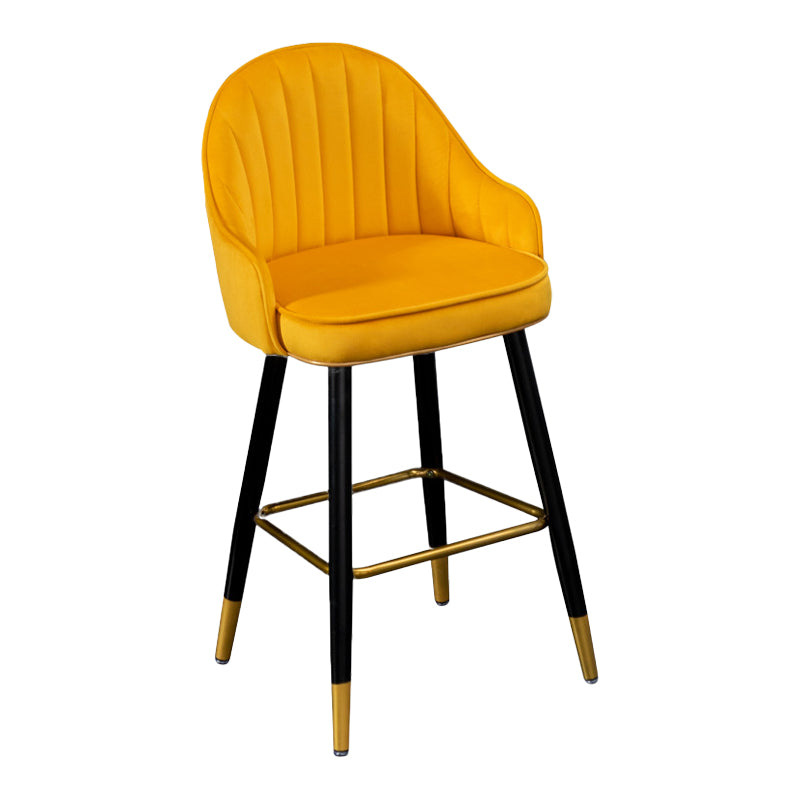 Scandinavian Restaurant Armed Stool Matte Finish Velvet Barstool