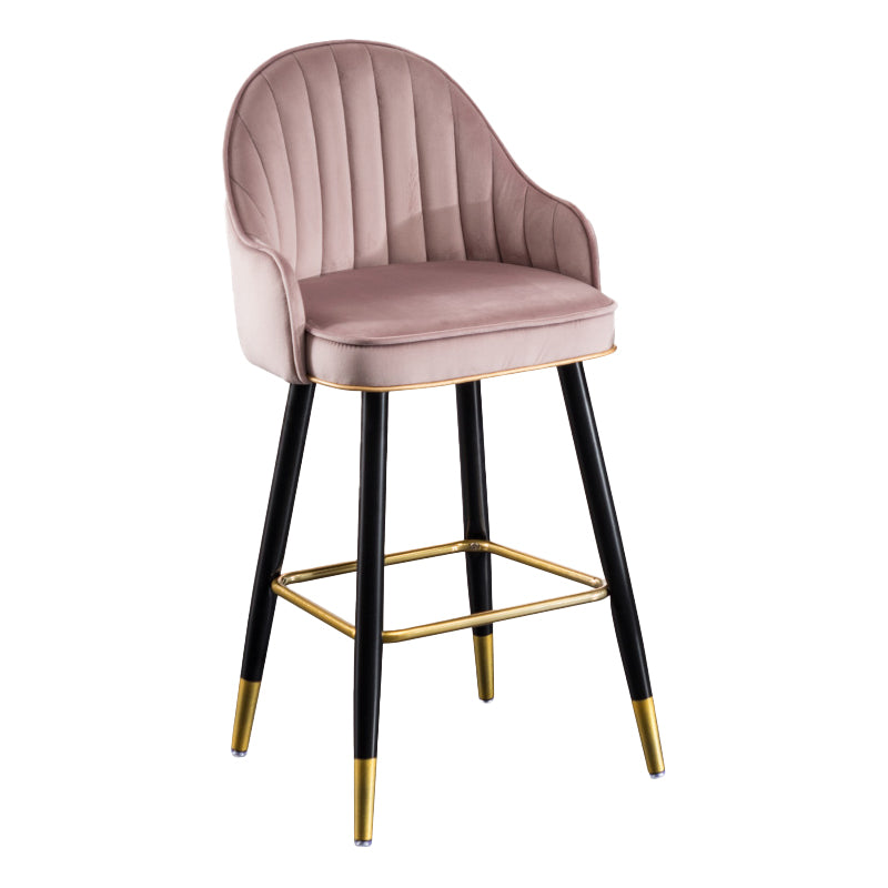 Scandinavian Restaurant Armed Stool Matte Finish Velvet Barstool