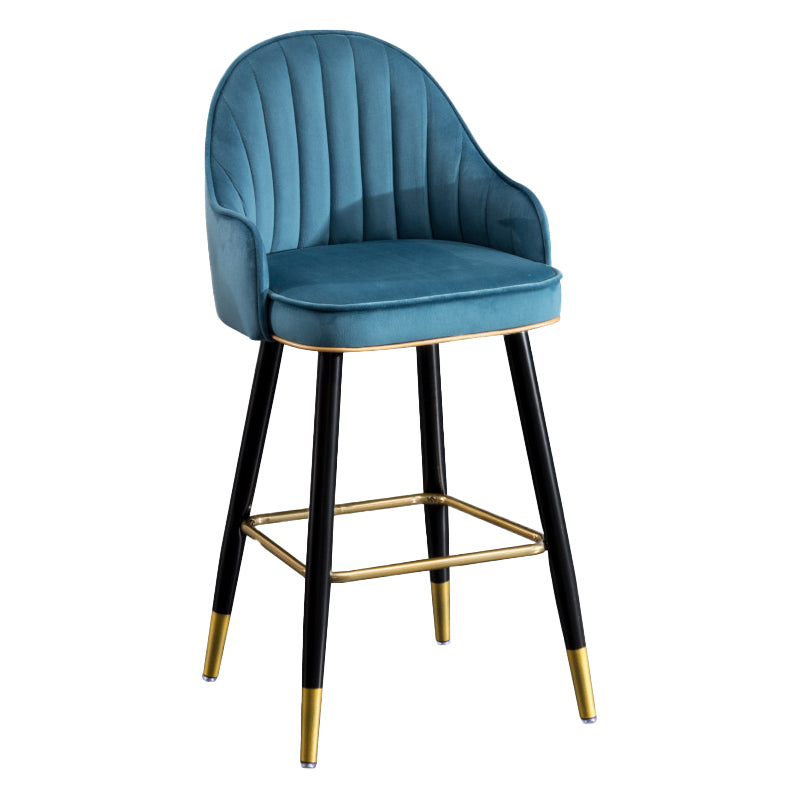 Scandinavian Restaurant Armed Stool Matte Finish Velvet Barstool