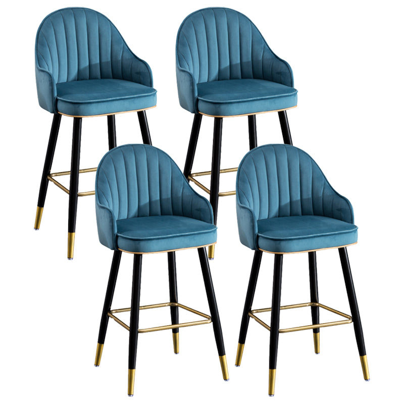 Scandinavian Restaurant Armed Stool Matte Finish Velvet Barstool