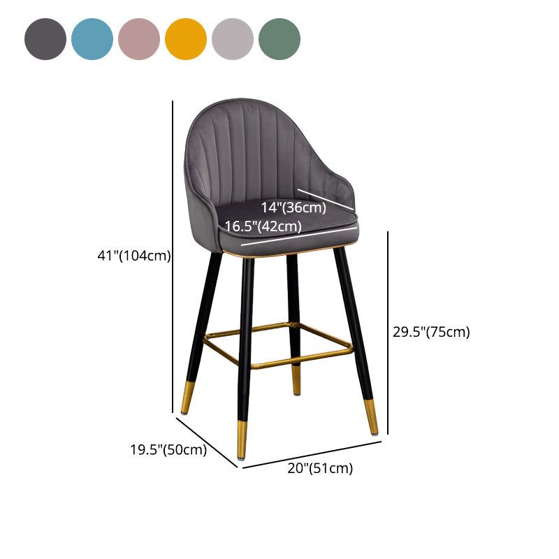 Scandinavian Restaurant Armed Stool Matte Finish Velvet Barstool