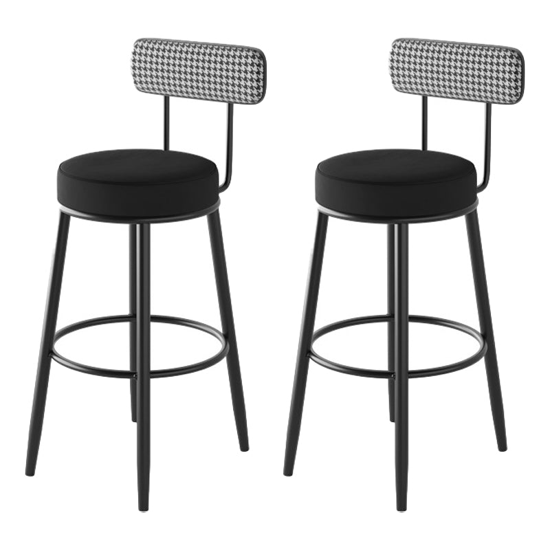 Scandinavian Matte Finish Velvet Counter Stool Footrest Coffee Shop Barstool