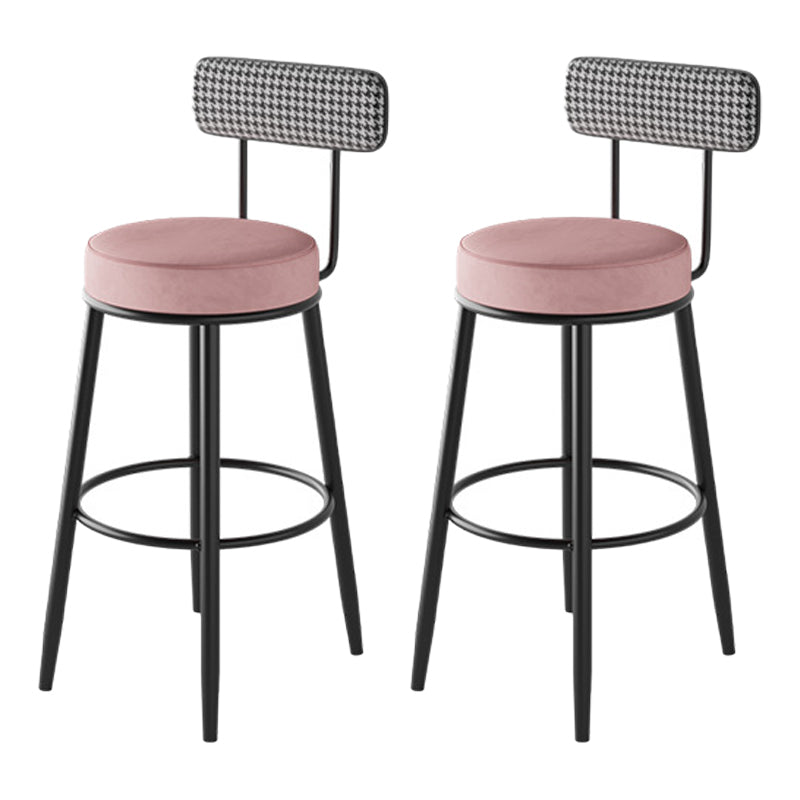 Scandinavian Matte Finish Velvet Counter Stool Footrest Coffee Shop Barstool