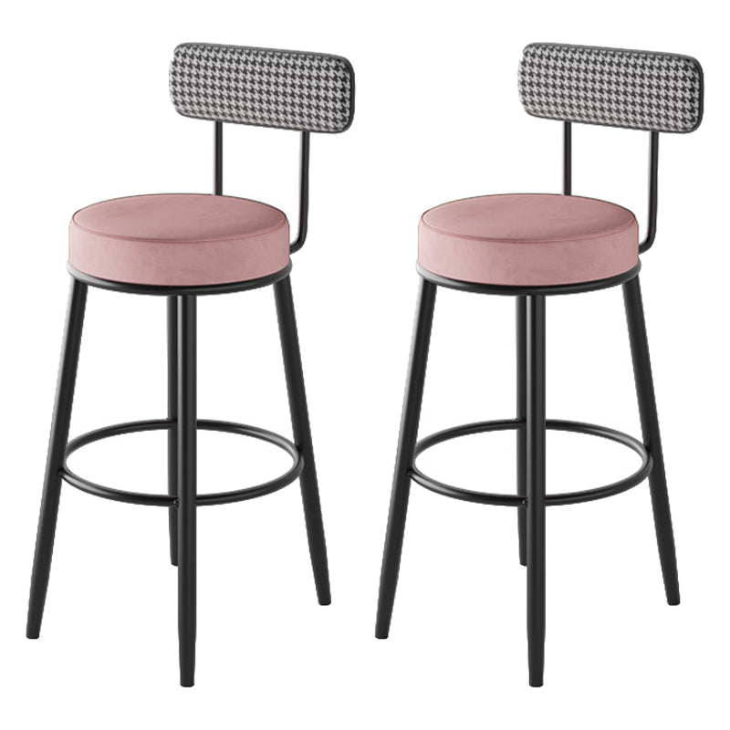 Scandinavian Matte Finish Velvet Counter Stool Footrest Coffee Shop Barstool