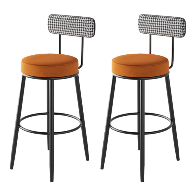 Scandinavian Matte Finish Velvet Counter Stool Footrest Coffee Shop Barstool