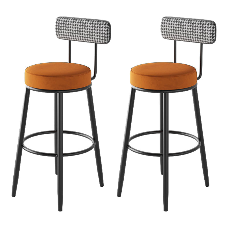 Scandinavian Matte Finish Velvet Counter Stool Footrest Coffee Shop Barstool