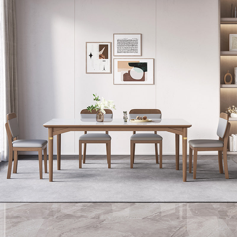 1/4/5/6/7 Pieces Table Furniture Set Sintered Stone Dining Room Set with Wooden Legs
