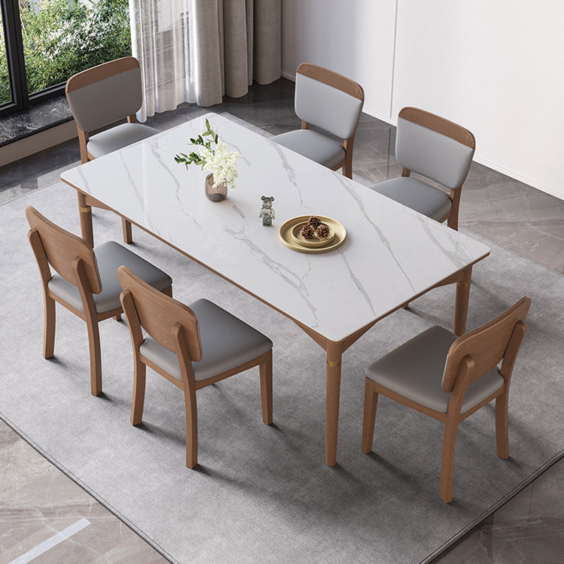 1/4/5/6/7 Pieces Table Furniture Set Sintered Stone Dining Room Set with Wooden Legs