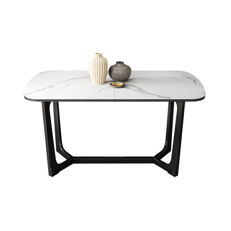 Modern 1/3/4/5 Pieces Scalable Dinette Set with Sintered Stone Black Wood Dining Table Set