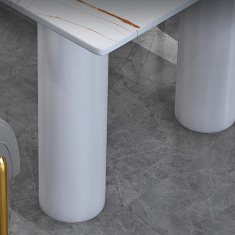 Oval White Base Dining Table Modern Stone Tripod Iron base Table