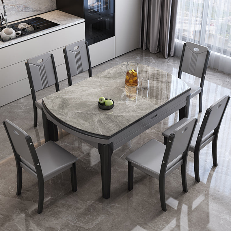 Modern Stone Dining Table Rectangle White-grey 4-foot Furniture