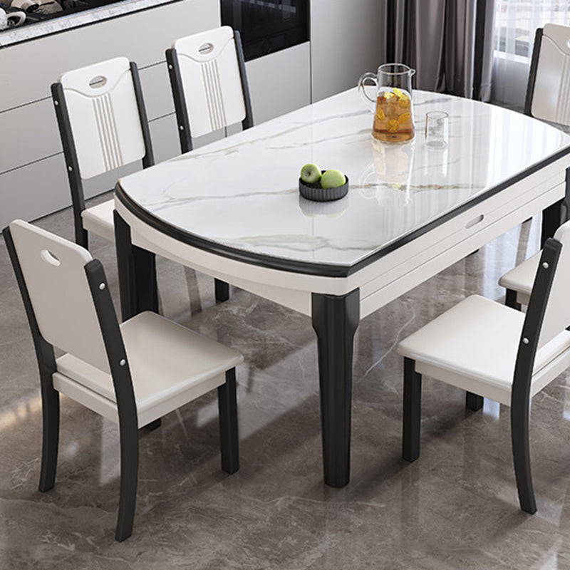 Modern Stone Dining Table Rectangle White-grey 4-foot Furniture