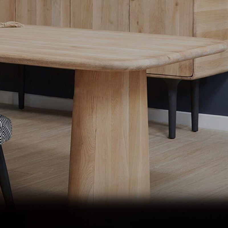 Contemporary Dining Table Natural Solid Wood Dining Table with Double Pedestal