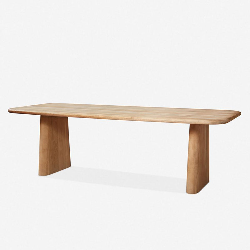 Contemporary Dining Table Natural Solid Wood Dining Table with Double Pedestal