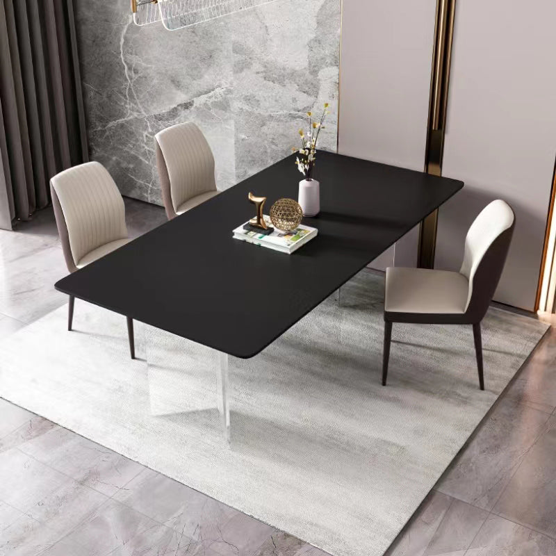 Rectangle Stone Top Dining Table Acrylic Base Modern Dining Table for Living Room