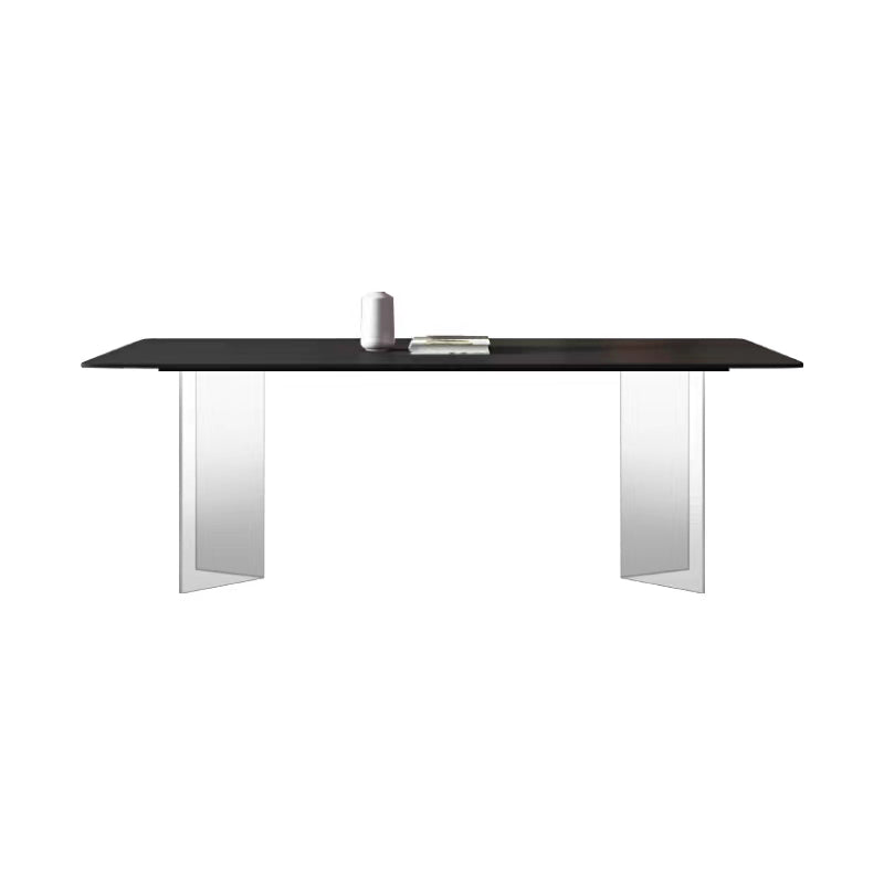 Rectangle Stone Top Dining Table Acrylic Base Modern Dining Table for Living Room