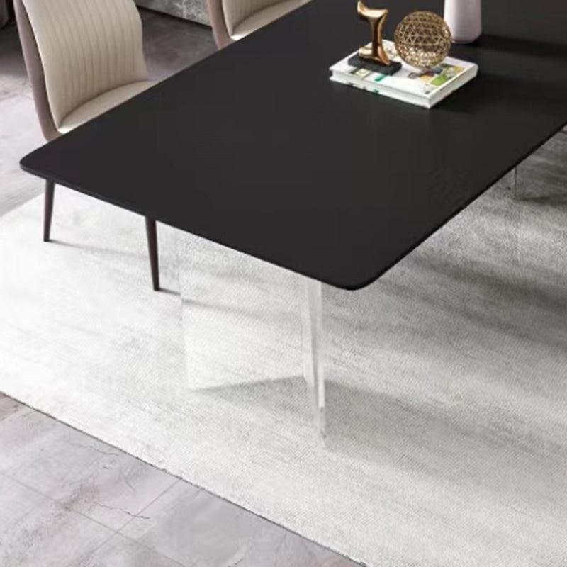 Rectangle Stone Top Dining Table Acrylic Base Modern Dining Table for Living Room