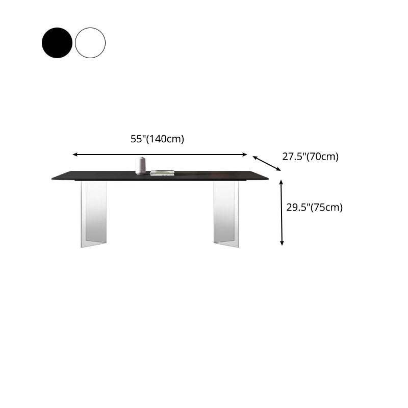 Rectangle Stone Top Dining Table Acrylic Base Modern Dining Table for Living Room