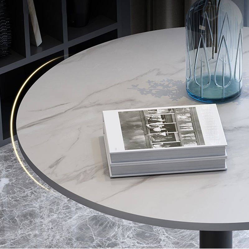 Glam Style Stone Top Dinette Table Metal Base Dining Table for Coffee Shop