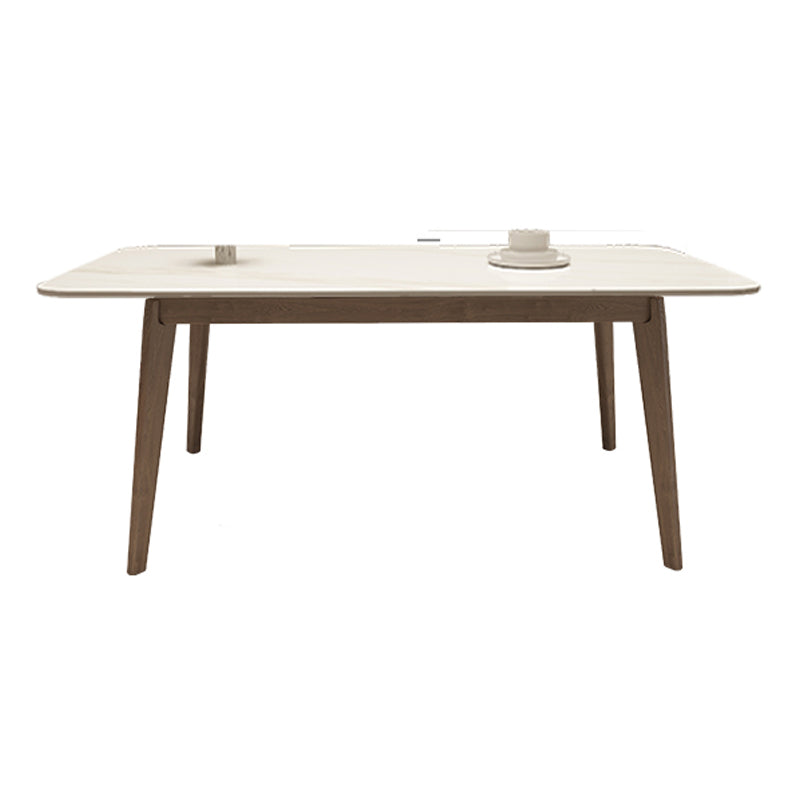 Medieval Modern Sintered Stone Top Dining Table Rectangle Table with Wooden 4 Legs