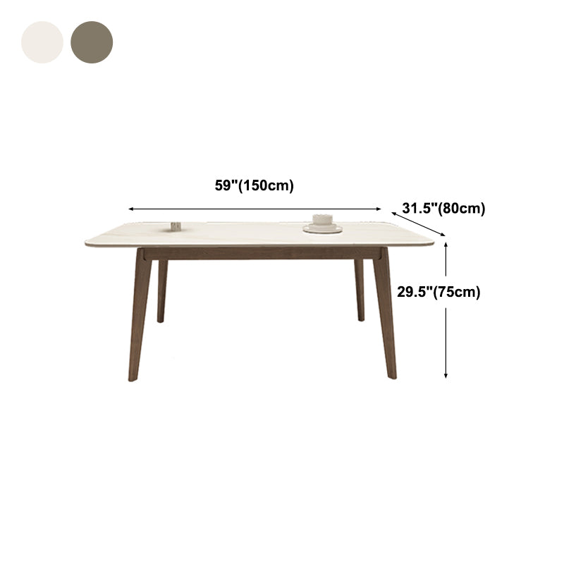 Medieval Modern Sintered Stone Top Dining Table Rectangle Table with Wooden 4 Legs