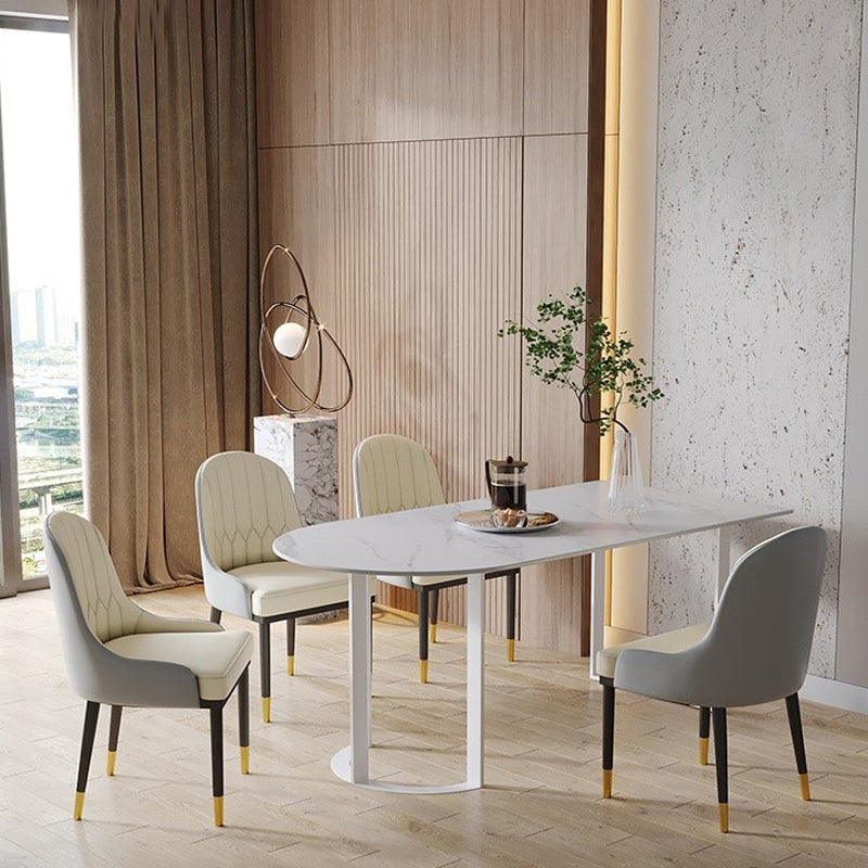 Simplicity Style Furniture Double Pedestal Stone Dining Site Table for Home