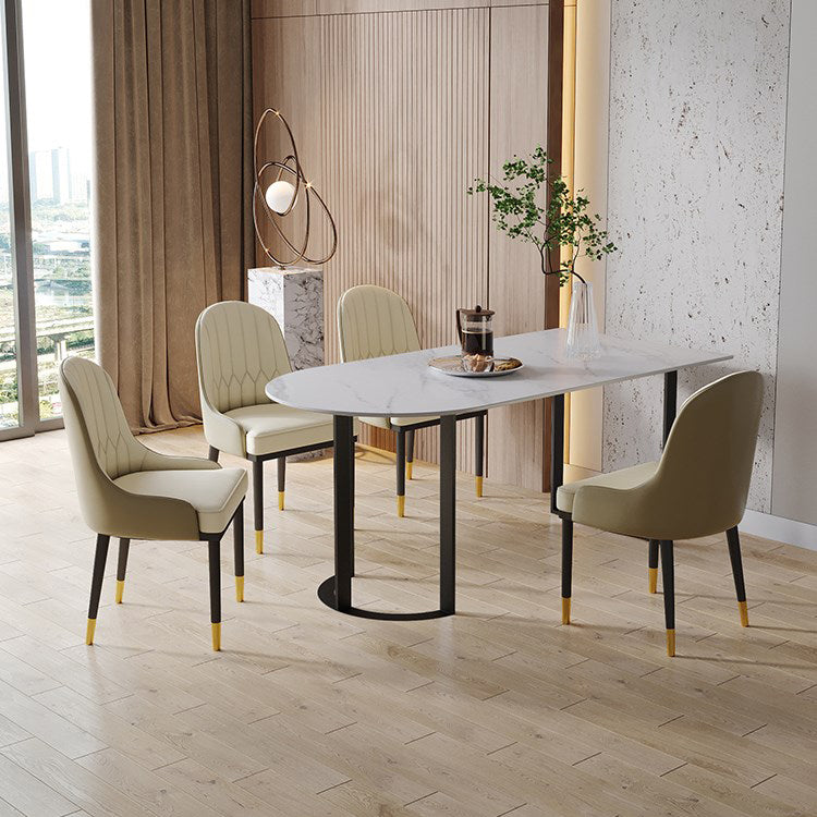 Simplicity Style Furniture Double Pedestal Stone Dining Site Table for Home