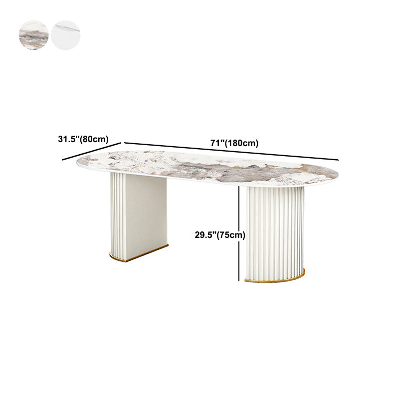 Oval Sintered Stone Dining Table Traditional Luxury Dining Table for Home Use