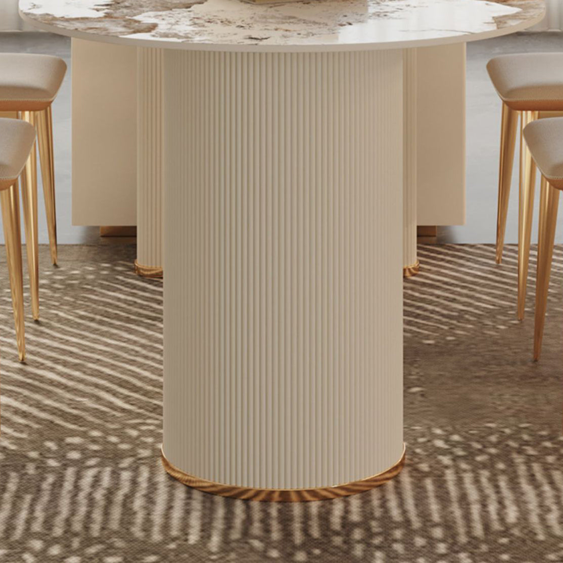 Stone Top Dining Table Contemporary Dining Table with Sled Base