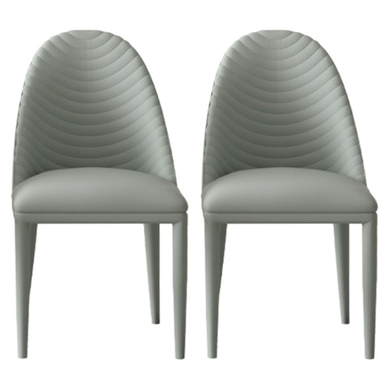 Contemporary Leather Dining Side Chair Armless Solid Back Chair