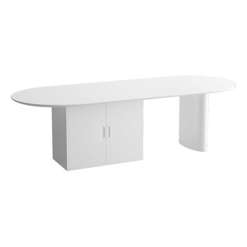 Minimalism Wood Oval Dining Table Wood Base Dining Table with Cabinet